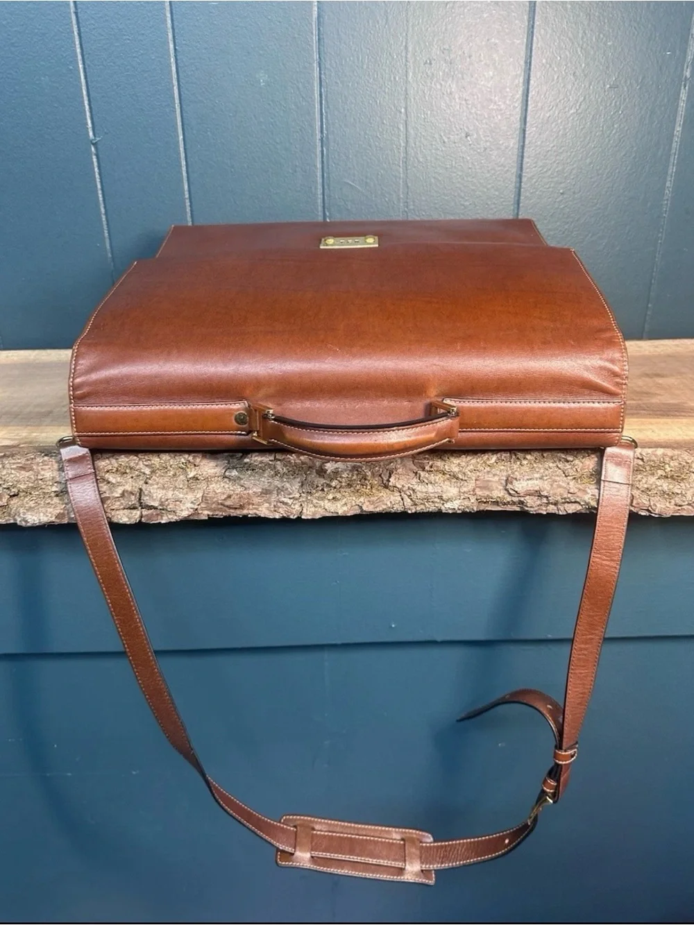 Vintage Gold Pfeil Leather Attache Briefcase Combination Lock Shoulder Strap